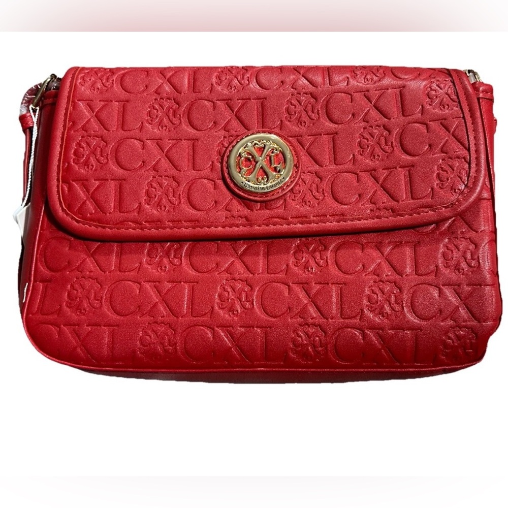 Christian Lacroix CXL Clara Embossed Logo Red Shoulder Bag STUNNING!!  NWT